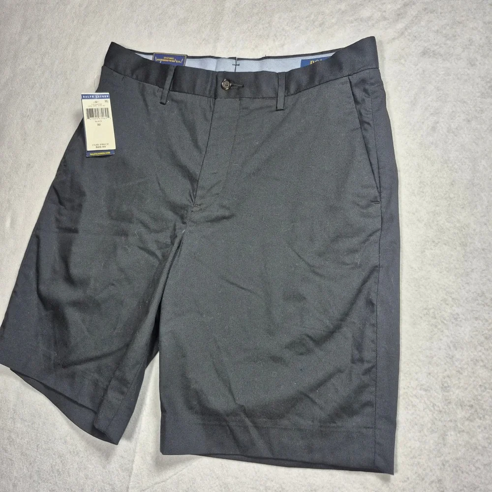 NWT Polo Ralph Lauren Shorts Mens 32 Black Stretch Classic Fit Chino